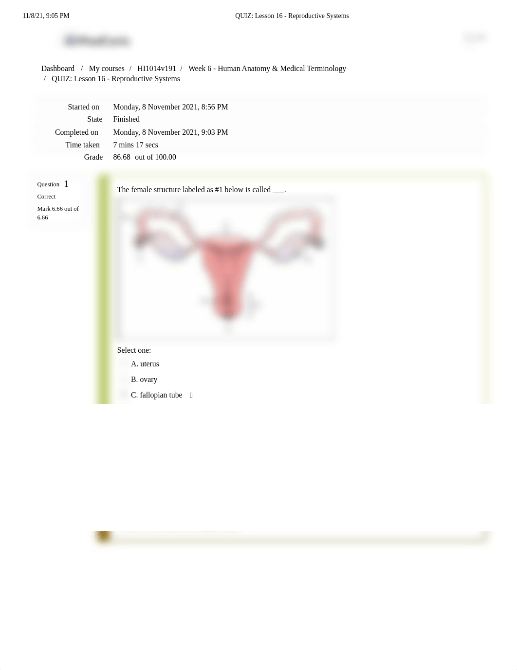 QUIZ_ Lesson 16 - Reproductive Systems answer key.pdf_djk3gd1tzr8_page1