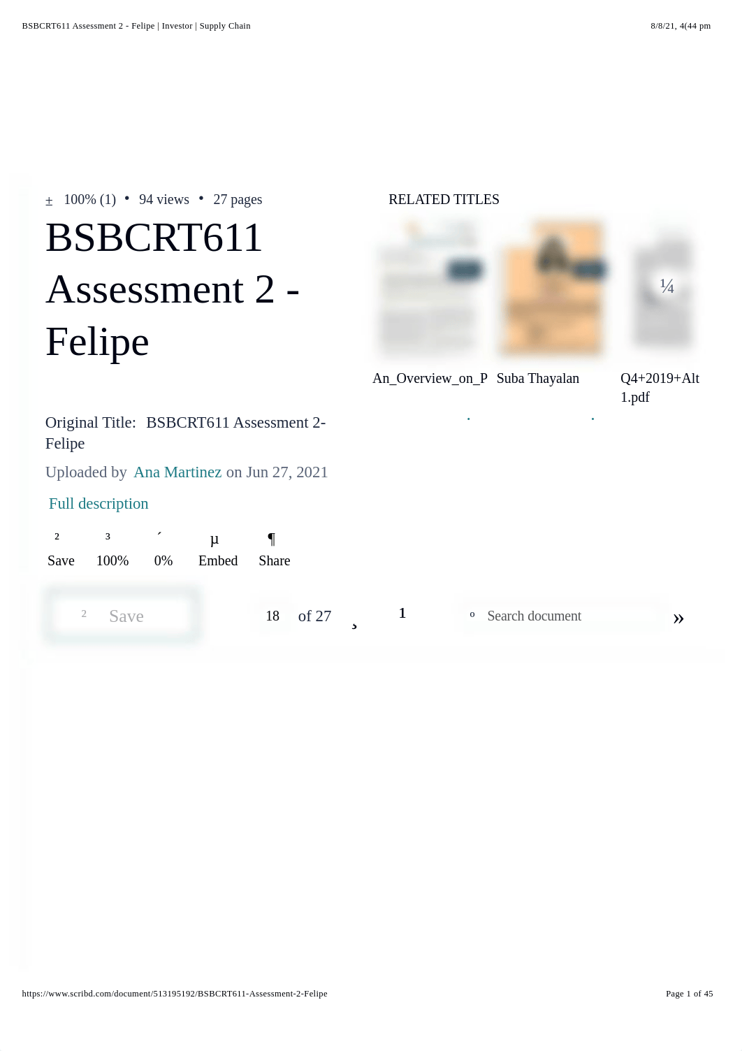 BSBCRT611 Assessment 2 - Felipe | Investor | Supply Chain.pdf_djkupirdxew_page1