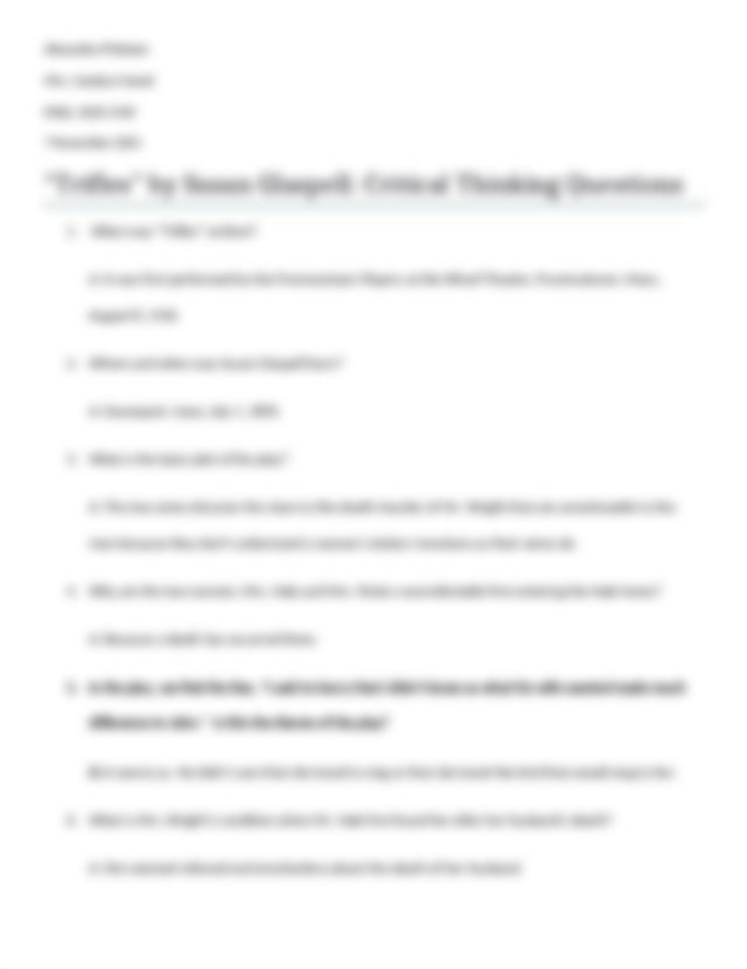 Eng. Comp. 2 - Exercise 11 - Part One Trifles Critical Thinking Questions.docx_djlc6vd0omi_page1