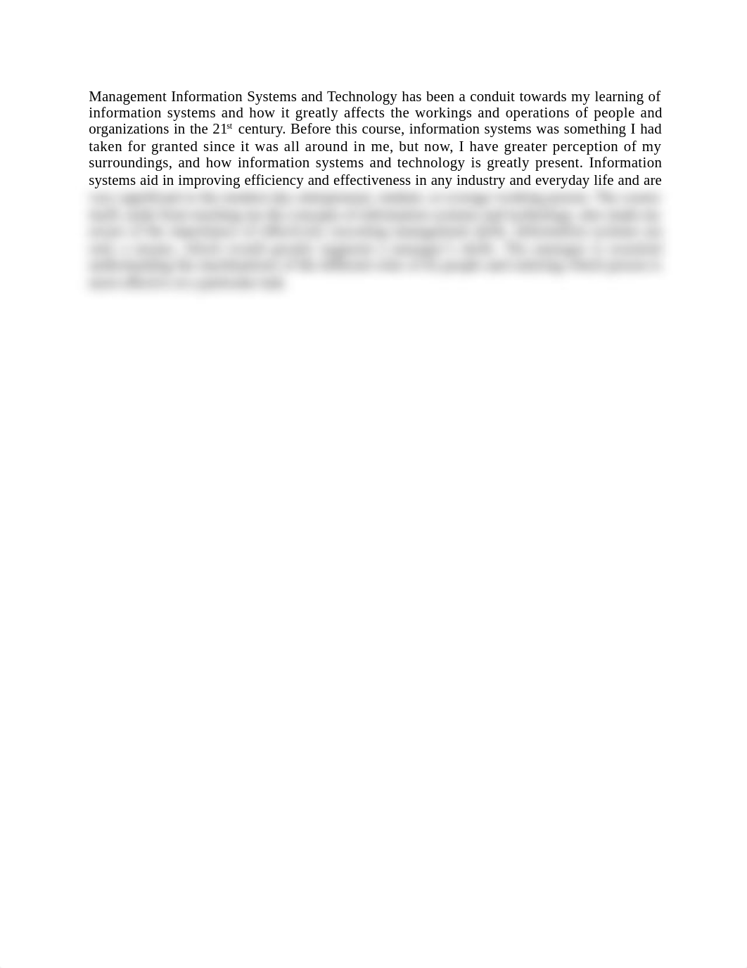 Management Information Systems and Technology has been a conduit towards my learning of information_djlgld7j64s_page1