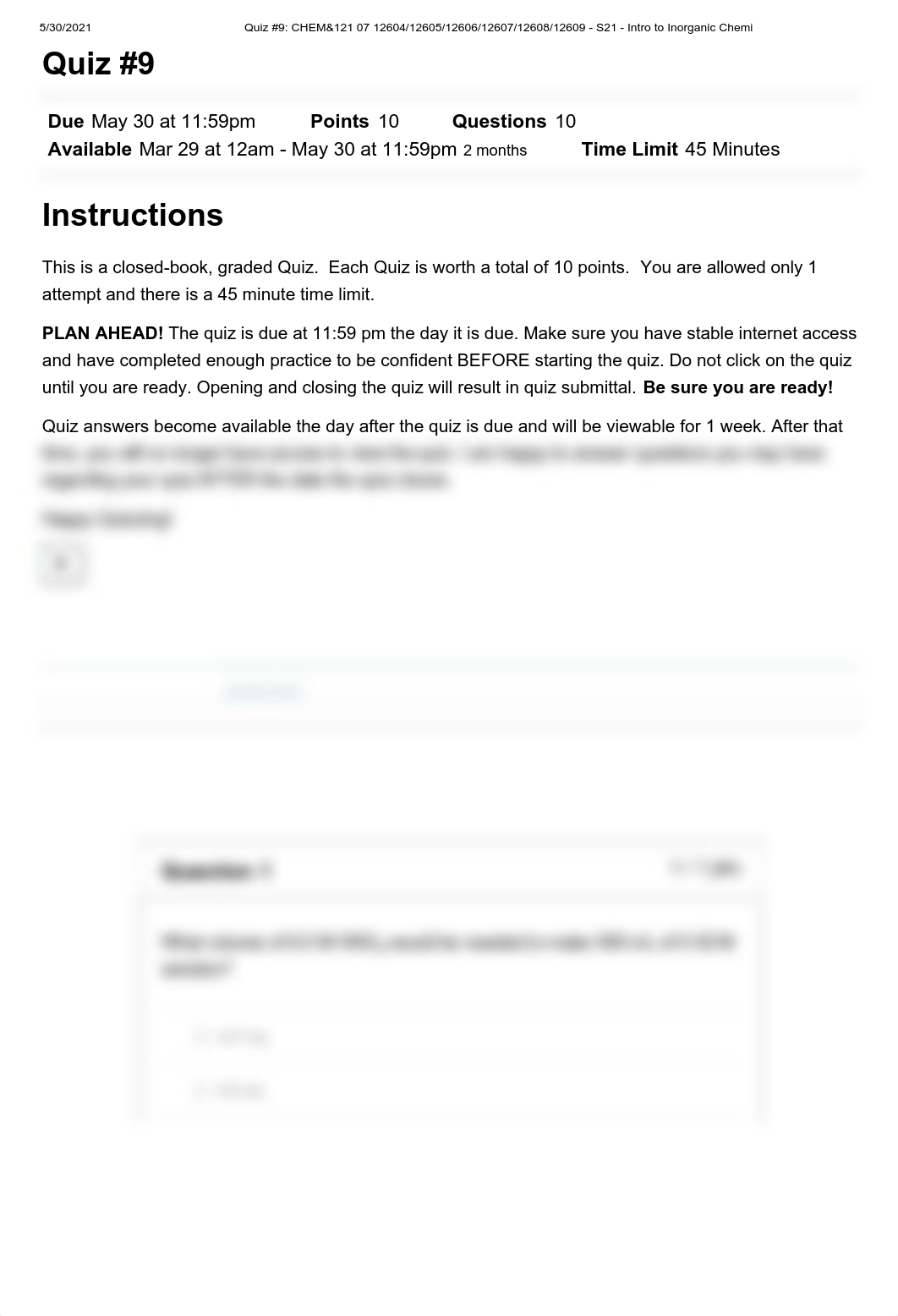 Quiz #9_ CHEM&121 07 12604_12605_12606_12607_12608_12609 - S21 - Intro to Inorganic Chemi.pdf_djliszsd3iq_page1