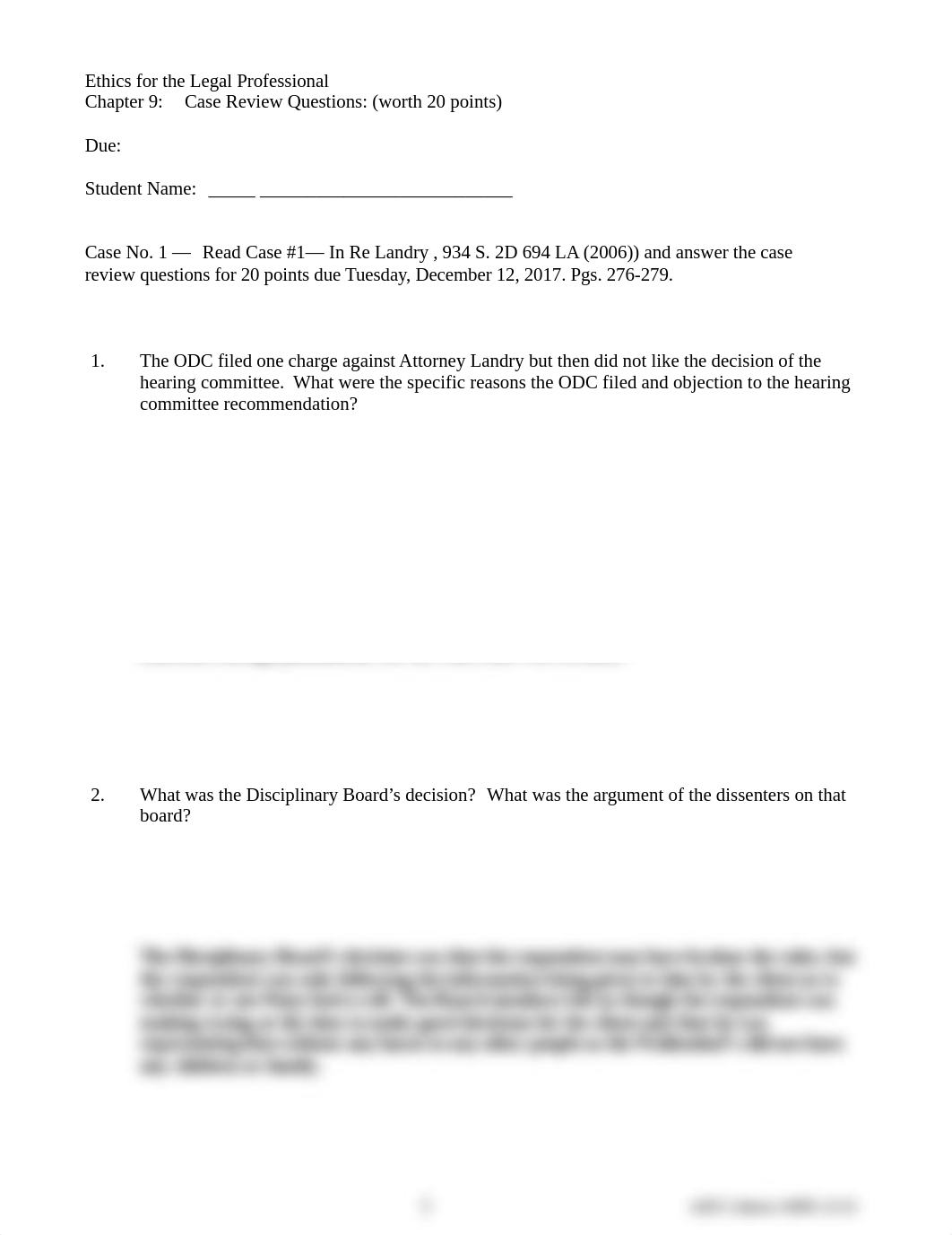 Week Eight Ethics for the Legal Professional Chapter Nine Case Review Questions(1).docx_djlkyxukbcp_page1