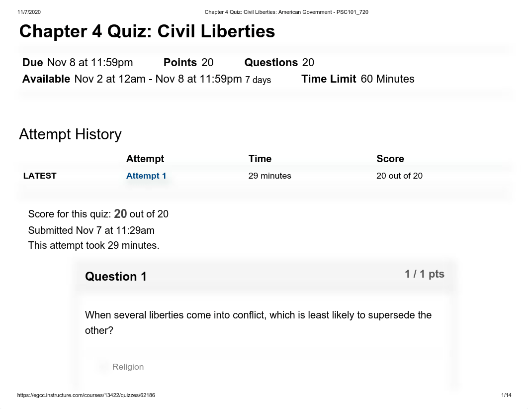 Chapter 4 Quiz_ Civil Liberties_ American Government - PSC101_720.pdf_djlybrv13lw_page1