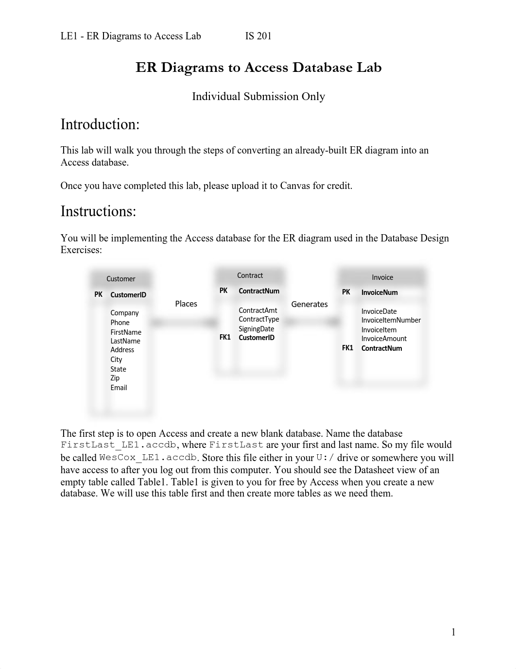 LE1 - ER Diagram to Access Database Lab.pdf_djm5dadn6n5_page1