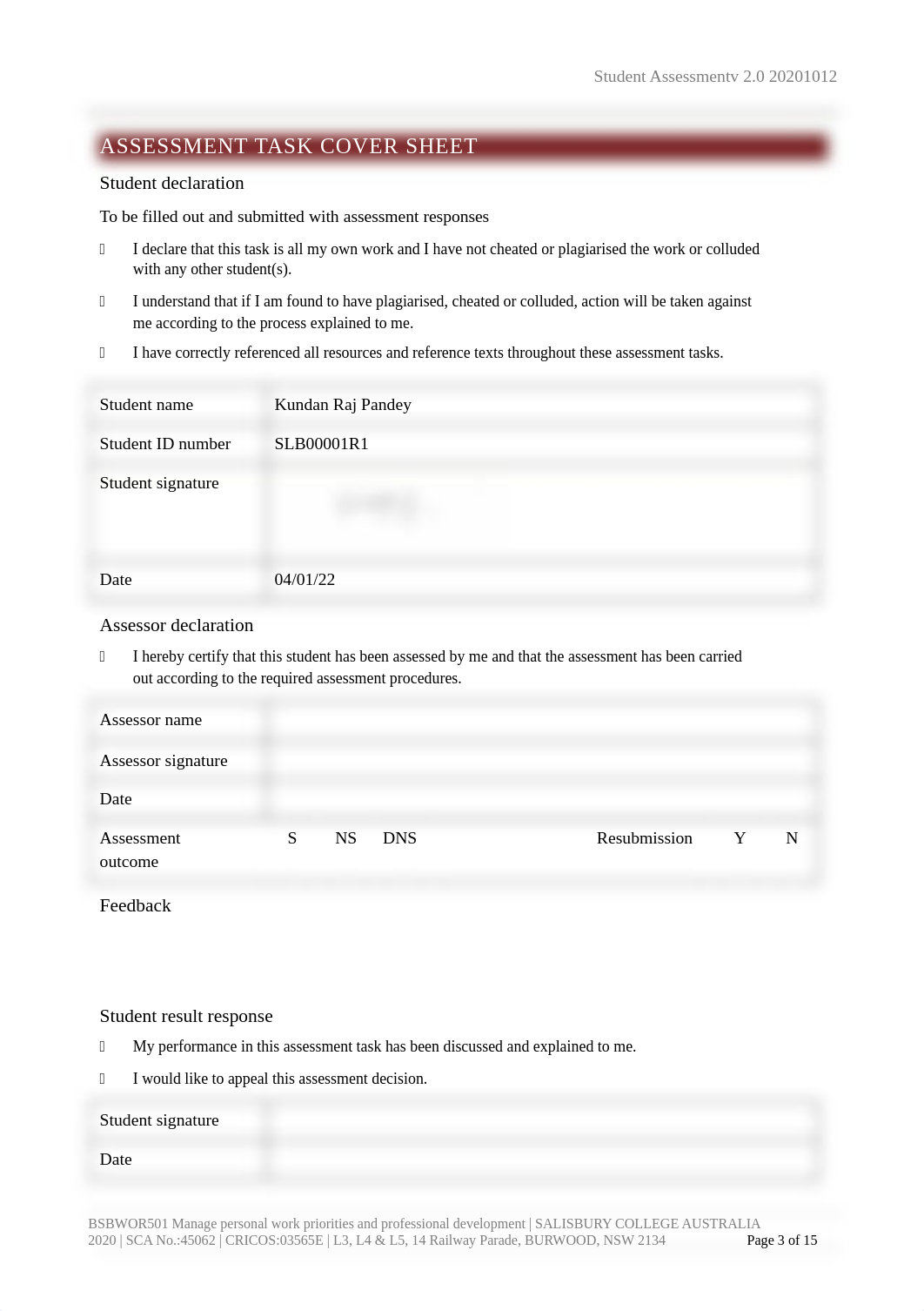 BSBWOR501 Student Assessment Task DHM manage personal work priorities.docx_djmb2qo8g7j_page4