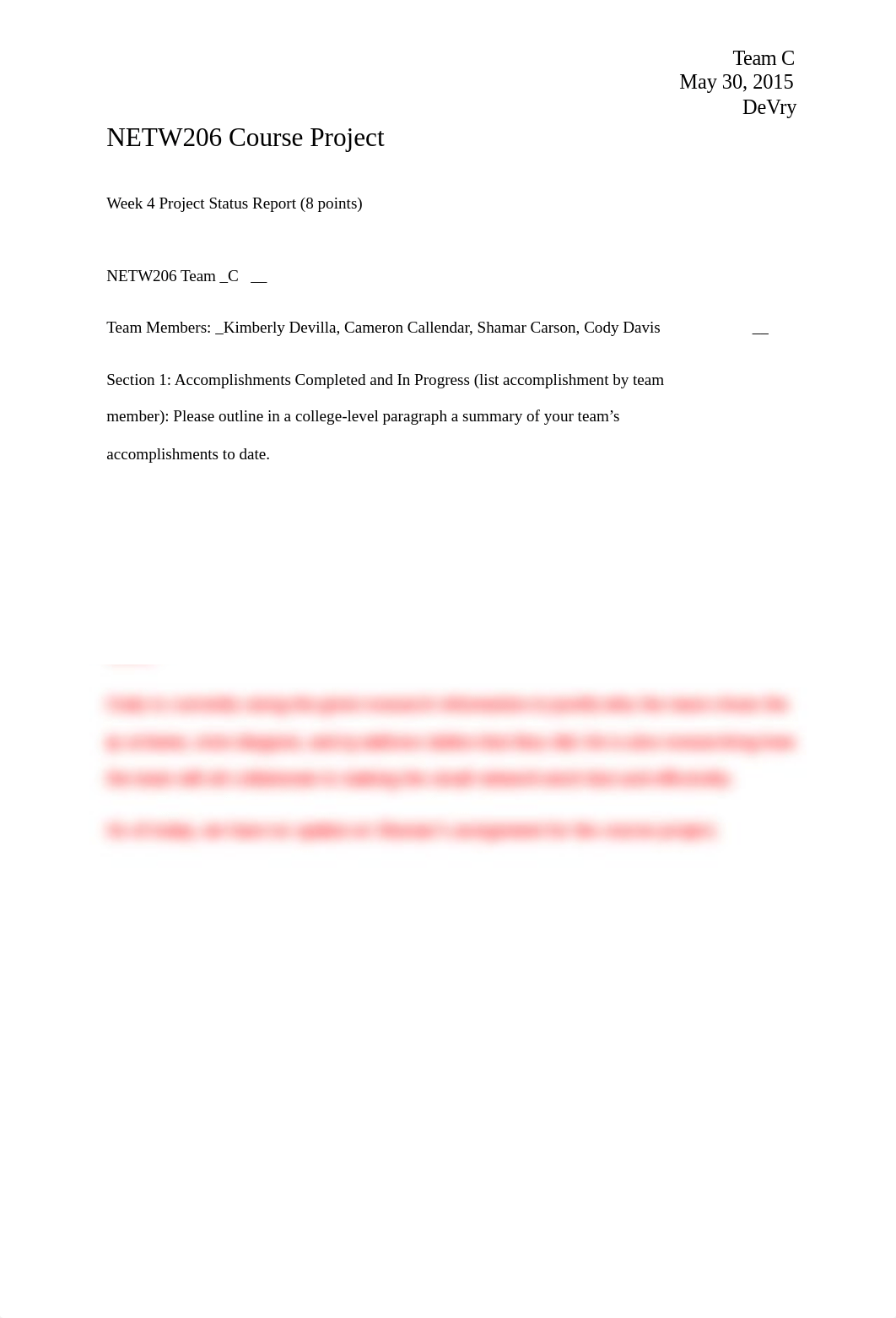 NETW206_Week4_Course Project Status Report_Team C (2)_djmbqhdz934_page1