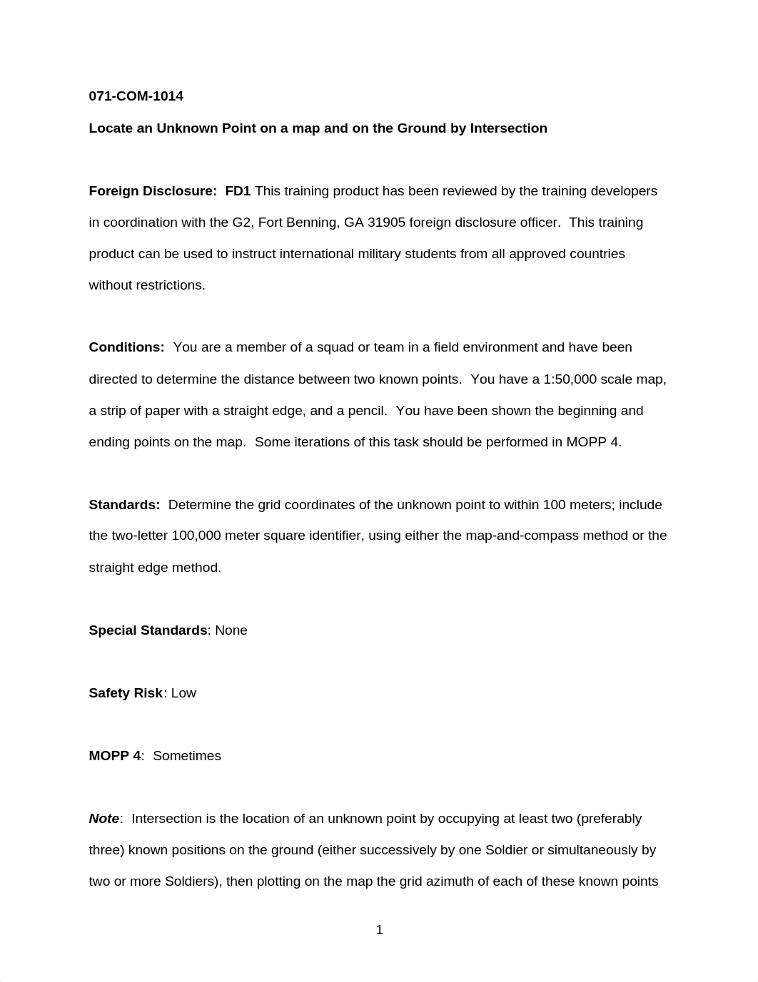 071-COM-1014 Locate an Unknown Point on a map and on the Ground by Intersection(1).pdf_djmh3q4zah0_page1