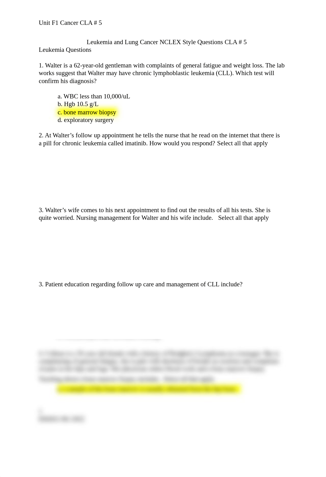 CLA 5 Leukemia Lung Cancer NCLEX Questions2022  (1).docx_djmu3kva26q_page1