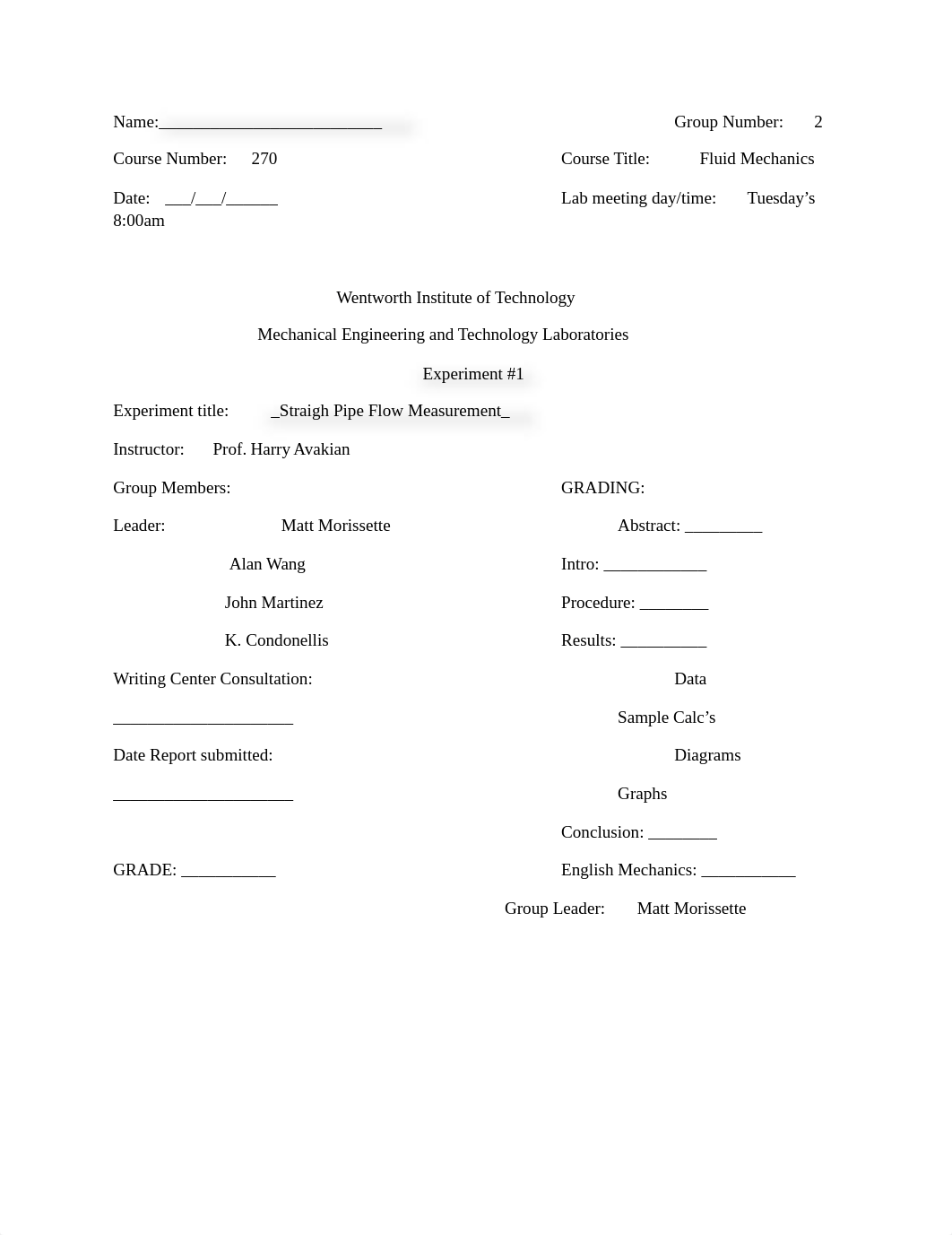 Lab #1 Straight Pipe Flow Measurement_djokmrzwkn6_page1