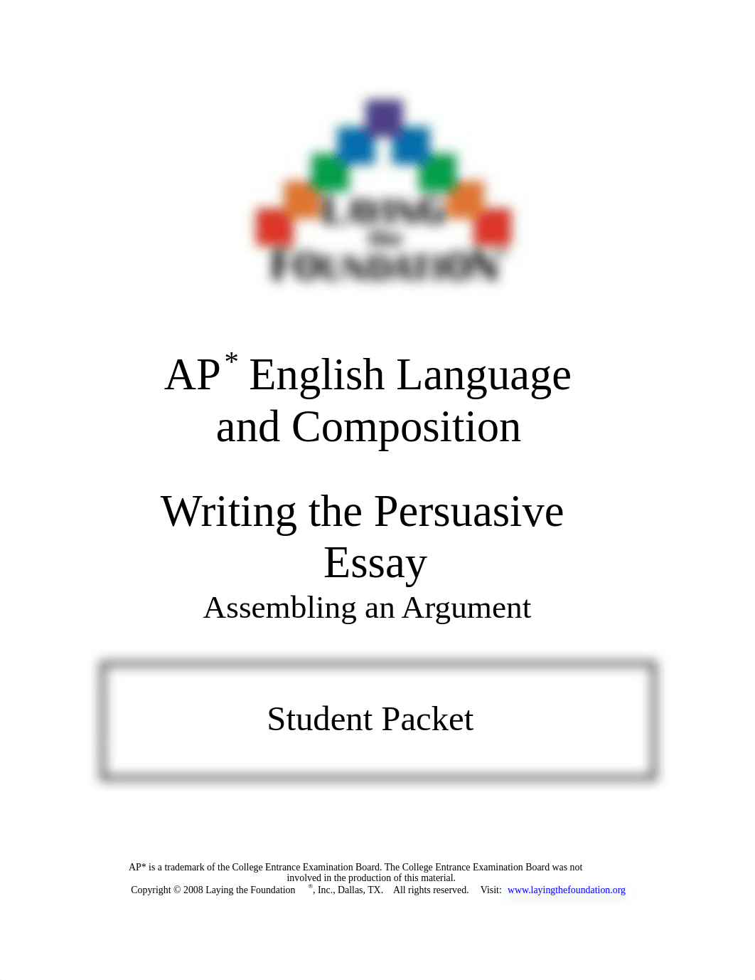 Writing-the-Argument-Essay-laying-the-foundation student packet.pdf_djpnlsryog0_page1