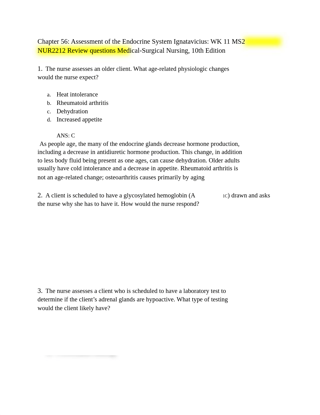 Chapter 56_ Assessment of the Endocrine System Ignatavicius_ WK 11 MS2 NUR2212 Review questions Medi_djpvjqxel88_page1