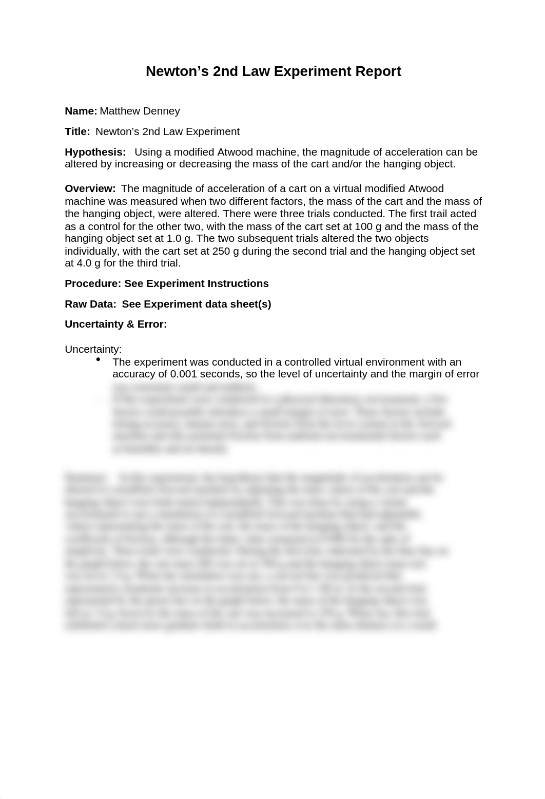 Newtons 2nd Law Experiment Report - MatthewDenney.docx_djqde2iotoq_page1