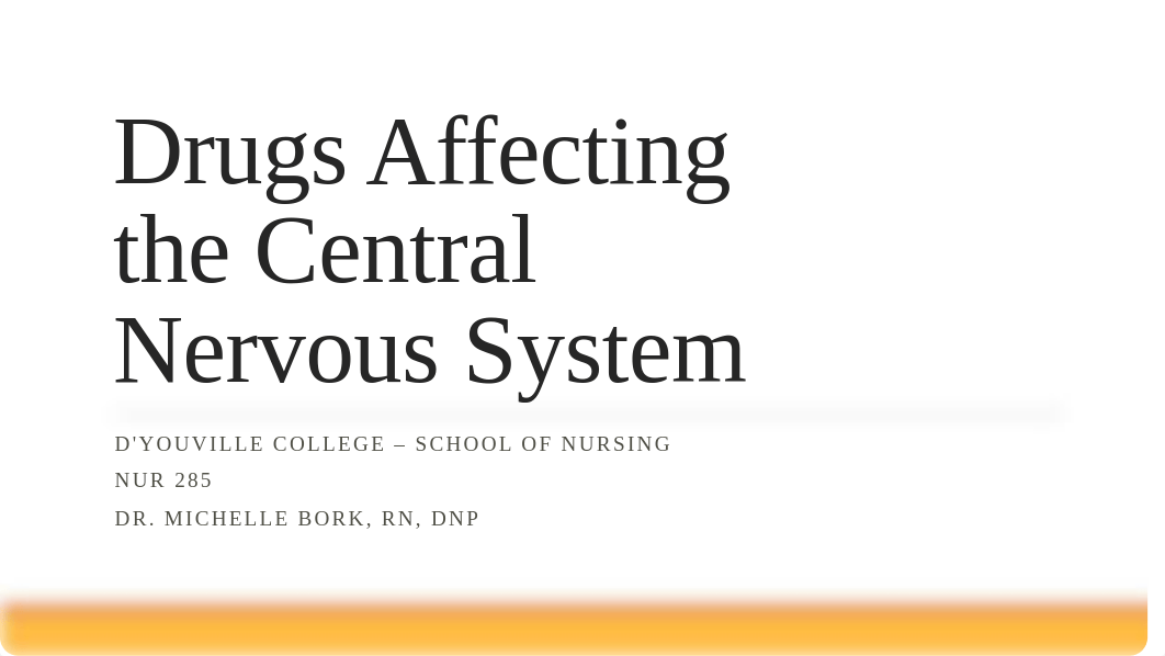 NUR 285, M. Bork, Drug Affecting the Central Nervous System - Pain and Seizures (Student) (1).pptx_djqp9p1vw3d_page1