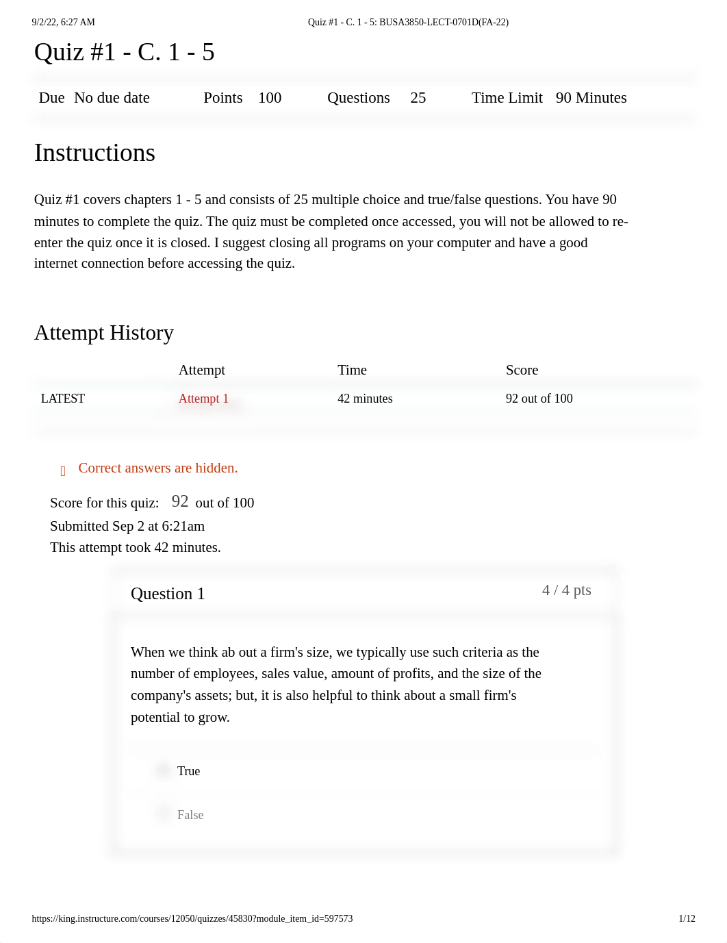 Quiz #1 - C. 1 - 5_ BUSA3850-LECT-0701D(FA-22).pdf_djr0h083bud_page1