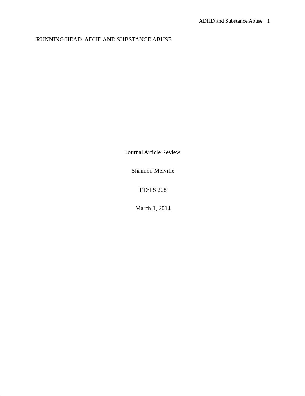 Journal article review ADHD and substance abuse.docx_djr4n7ta1fk_page1