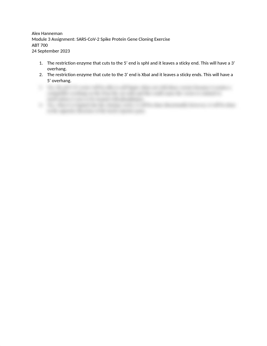 ABT 700 Module 3 Assignment - SARS-CoV-2 Spike Protein Gene Cloning Exercise.docx_djrelapzada_page1