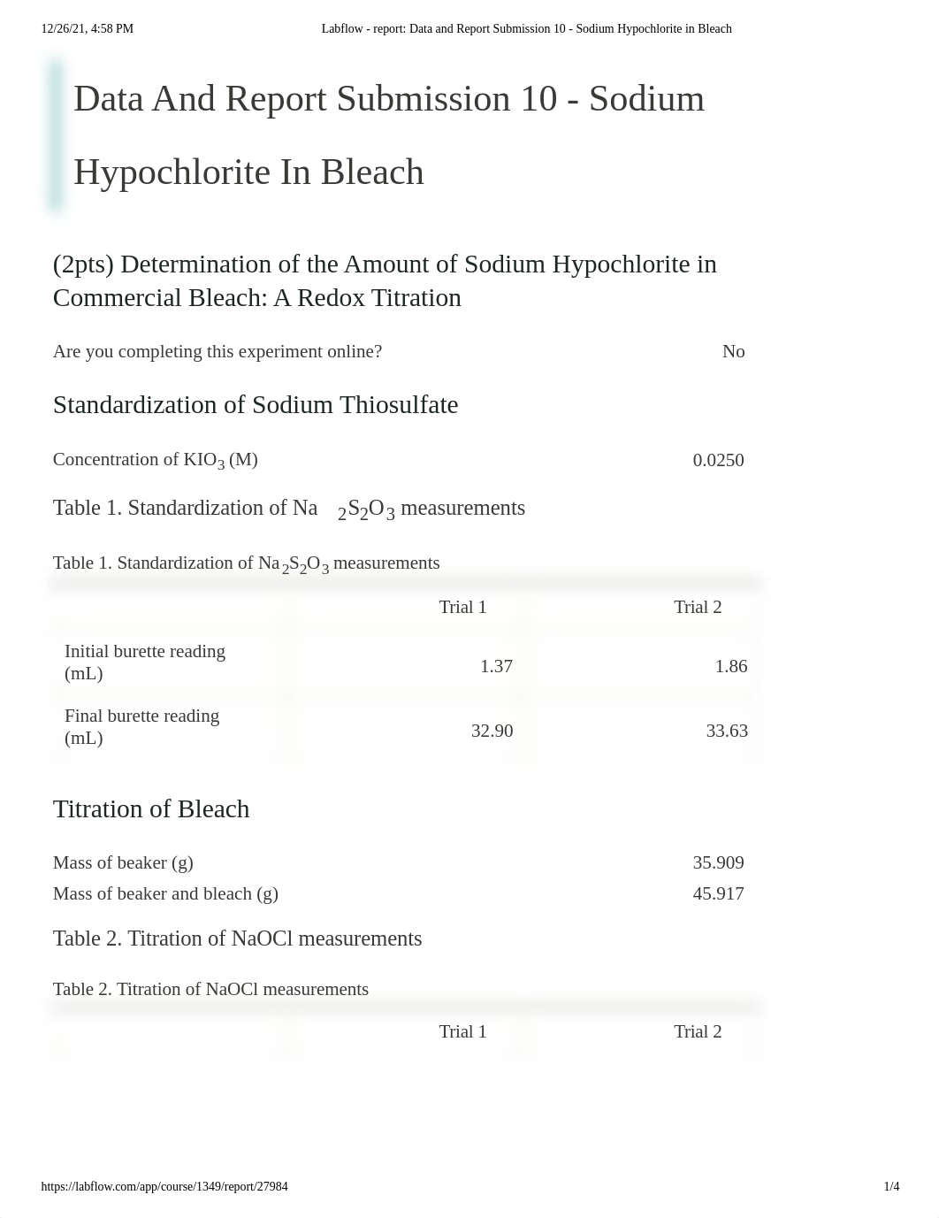 Labflow - report_ Data and Report Submission 10 - Sodium Hypochlorite in Bleach.pdf_djszmdoabk5_page1