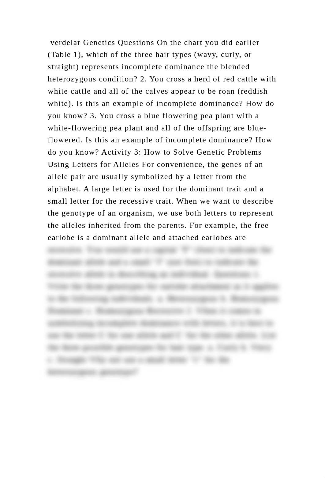verdelar Genetics Questions On the chart you did earlier (Table 1), w.docx_djt3osb0e6z_page2