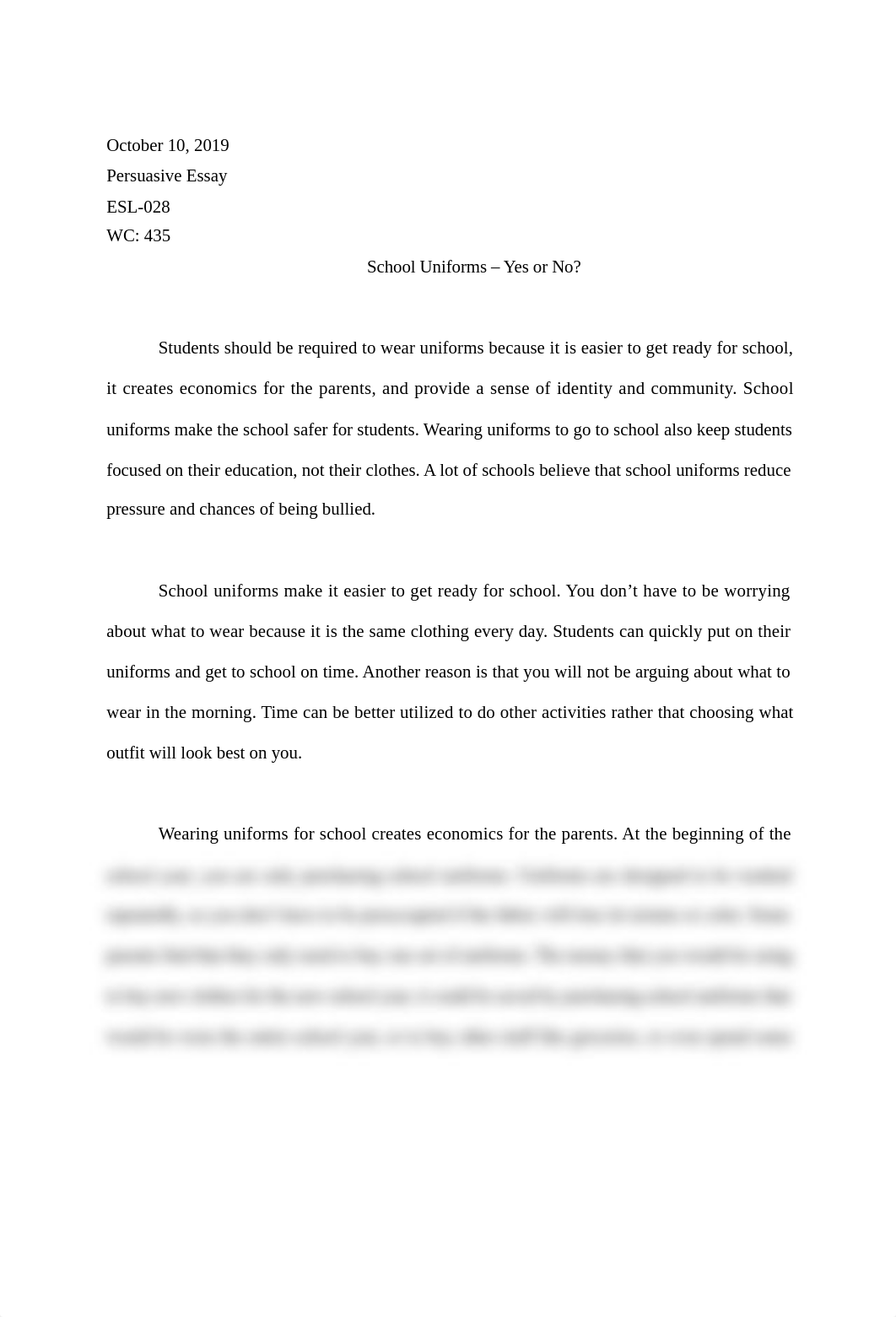 Persuasive Essay about wearing uniforms or not to go to school (1).docx_djthqspszxv_page1