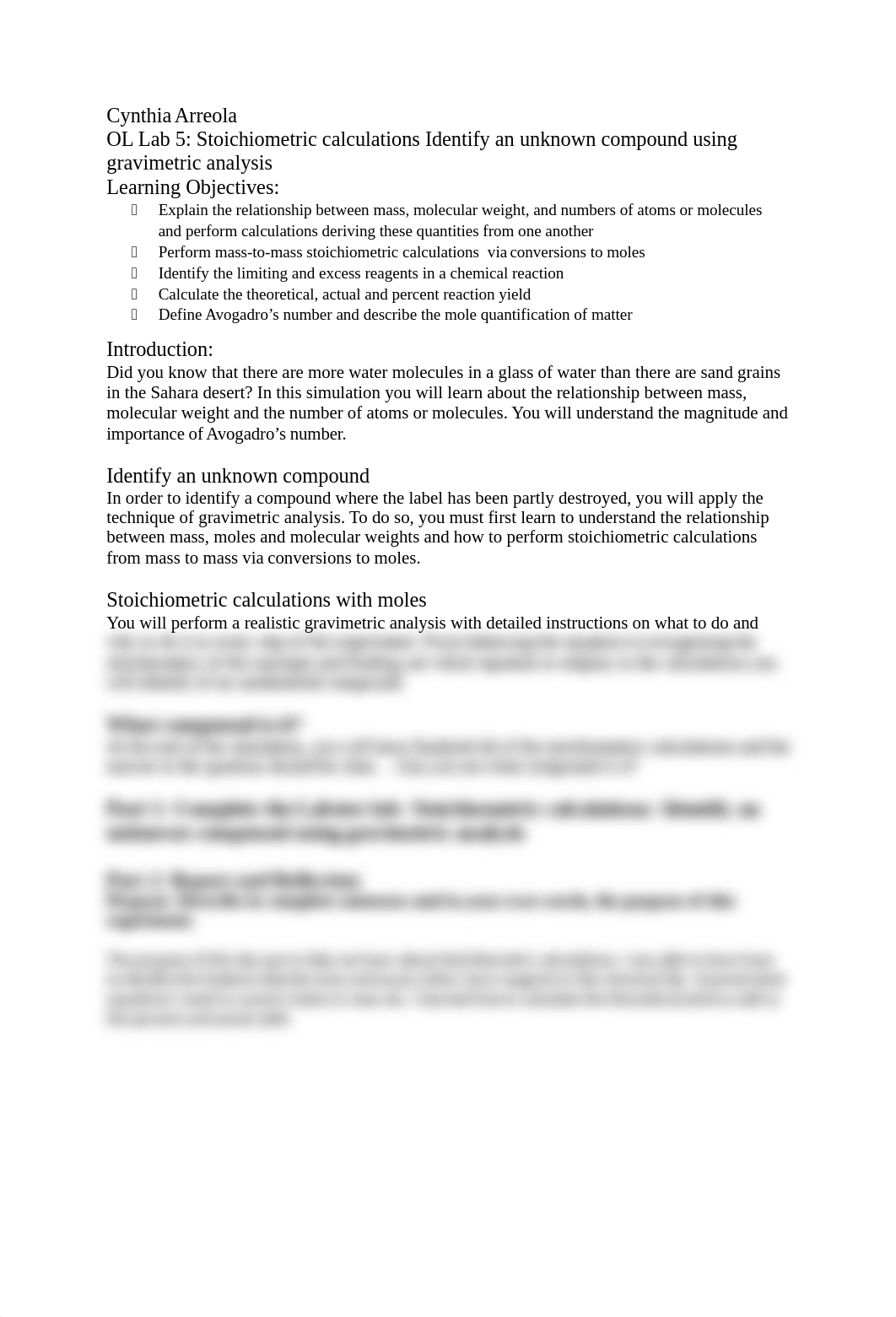 OL Lab 5-Stoichiometric calculations Identify an unknown compound using gravimetric analysis-1.docx_djusiqttrs0_page1