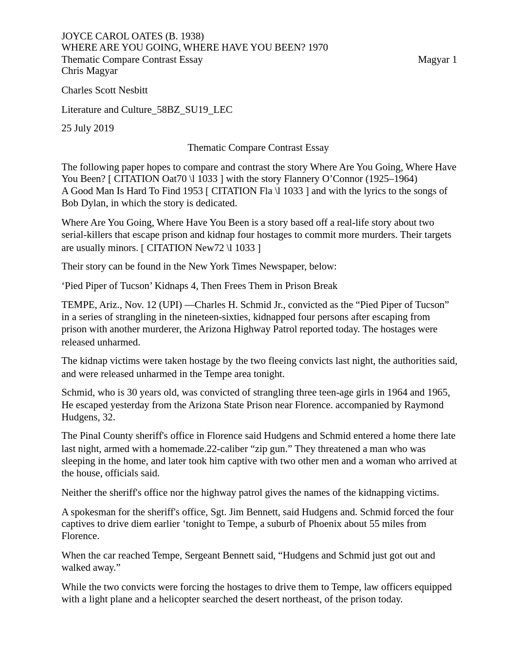 Magyar-Chris- Compare-Contrast-Essay-JOYCE CAROL OATES-Where Are You Going-Where Have You Been-1970-_djv5525pbqs_page1