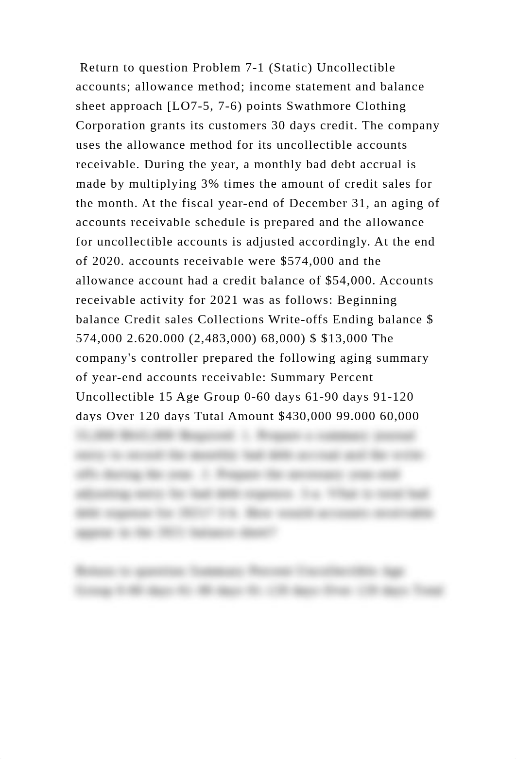 Return to question Problem 7-1 (Static) Uncollectible accounts; allow.docx_djvzky3bl0y_page2