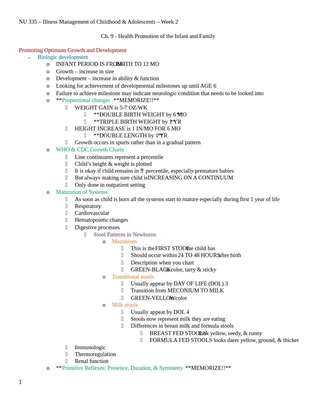 NU 335 WK 2 - Ch. 9 Health Promotion of Infant.docx_djvzx5gtgis_page1