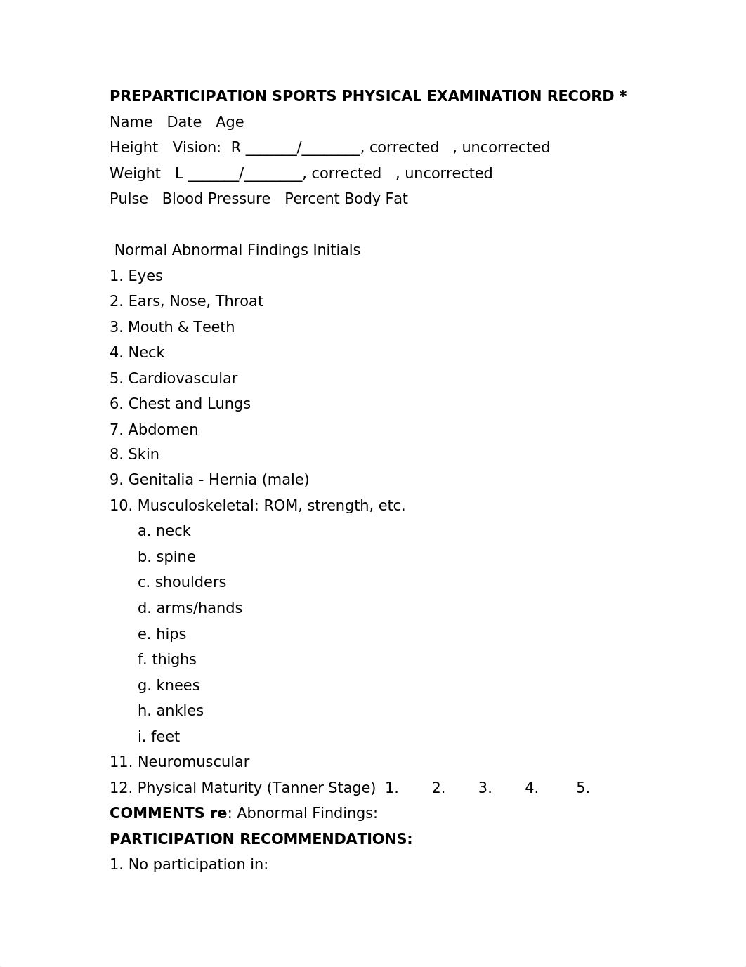 NURS 270  PREPARTICIPATION SPORTS PHYSICAL EXAMINATION RECORD.doc_djw9vrwpks1_page1