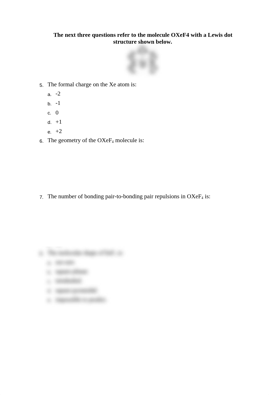 Questions from Previous Chemistry 115 Exams Molecular Geometry_djwfagp362w_page3