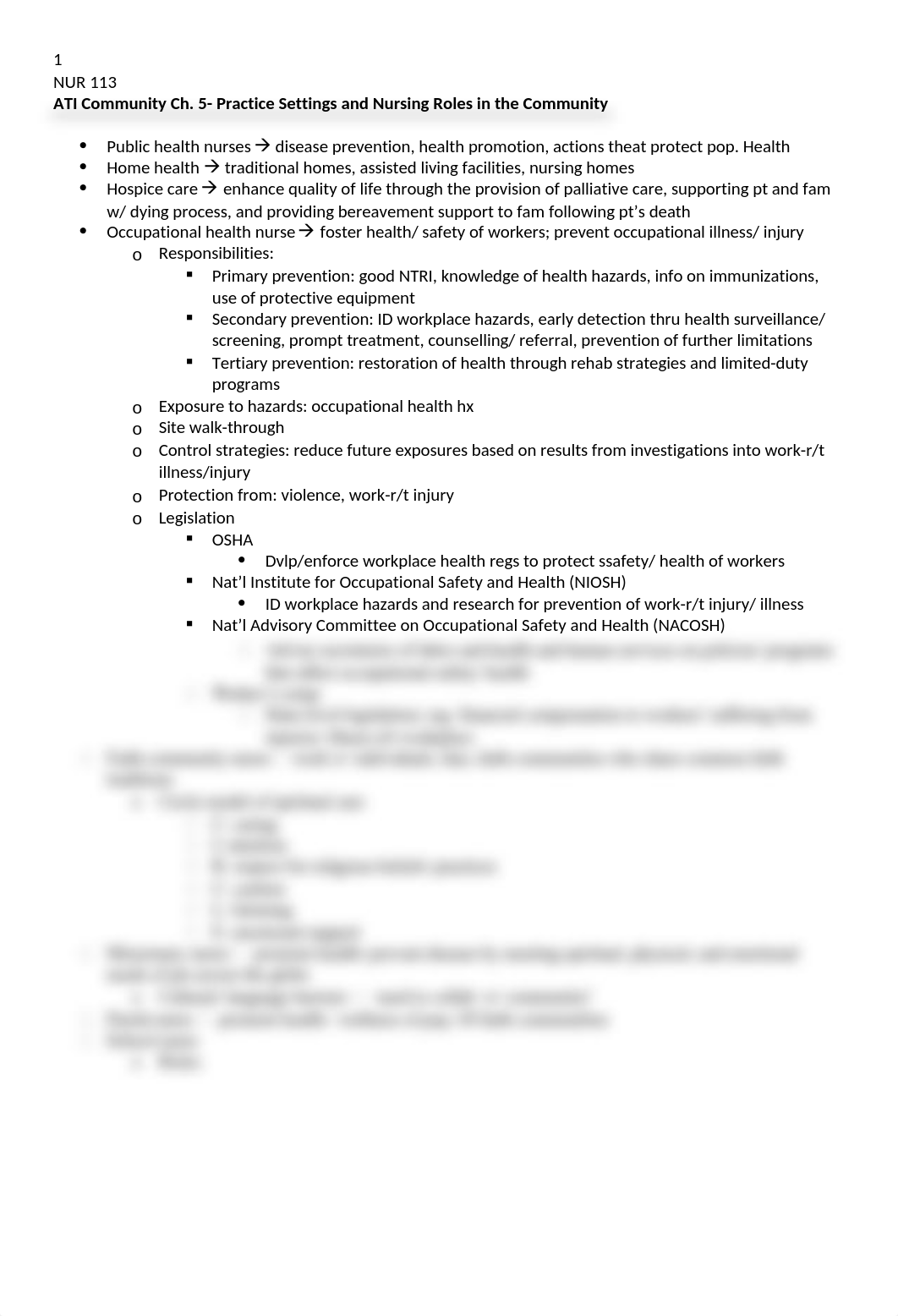 RCC NUR 113- ATI Community Ch. 5 Practice Settings and Nursing Roles in the Community.docx_djxlzxvt5jf_page1