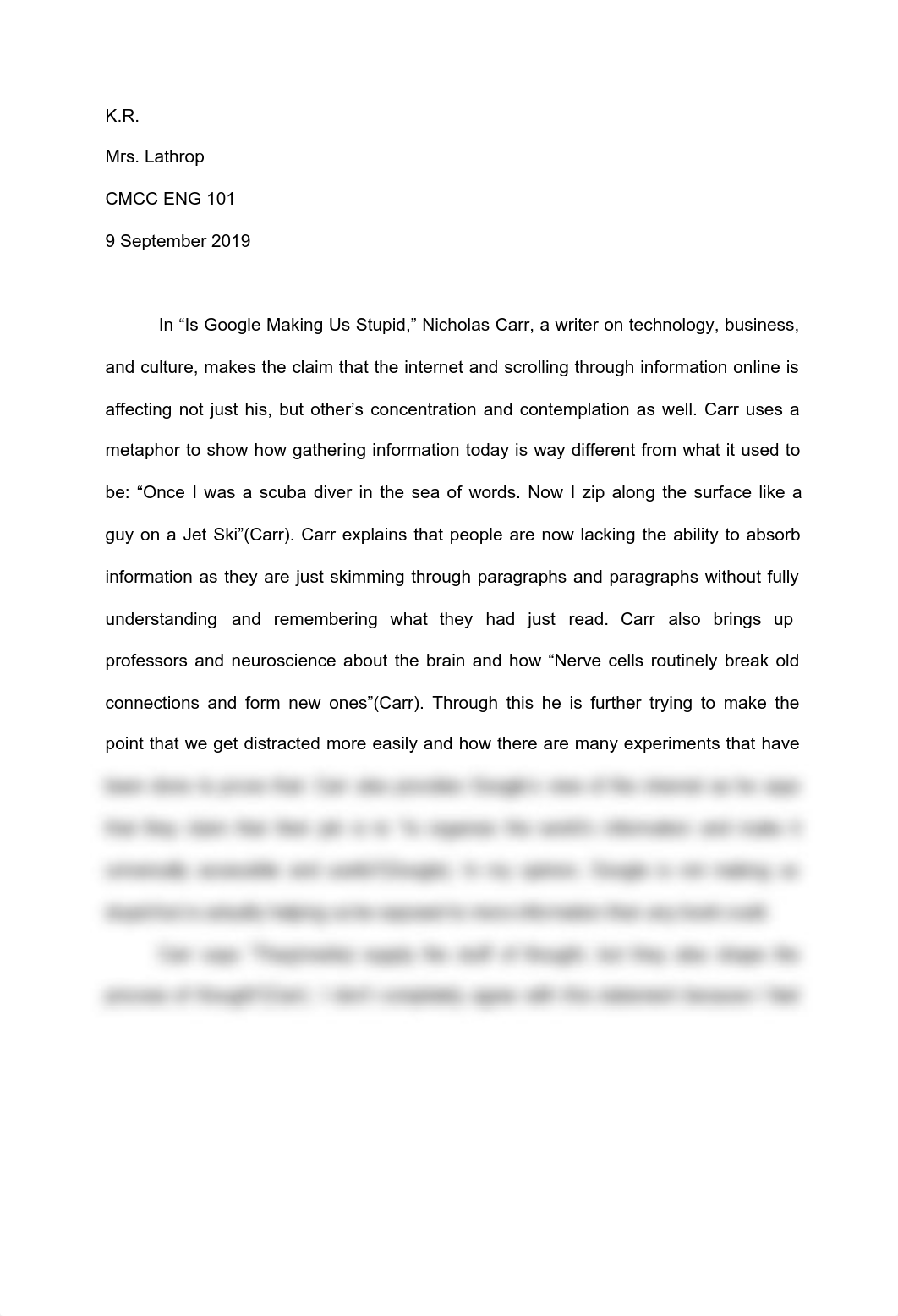 Summary and Response_ "Is Google Making Us Stupid?"-2.pdf_djy2o5zphia_page1