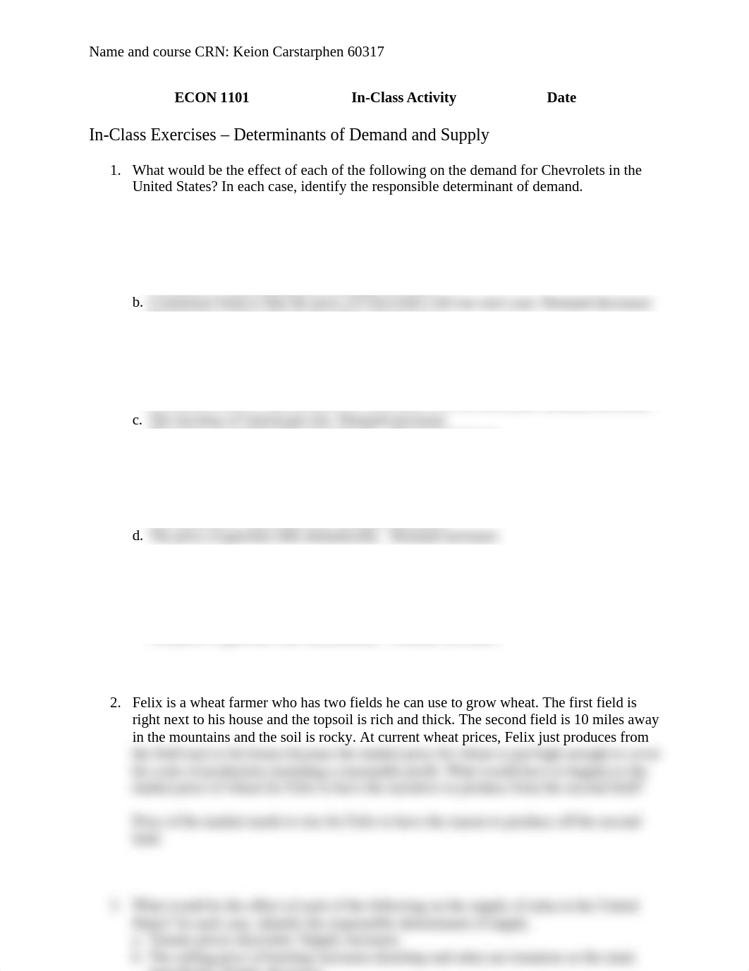 2Q) ECON 1101 In-Class (Determinants of Demand and Supply) (1) answeres.docx_djyh6hhfba3_page1