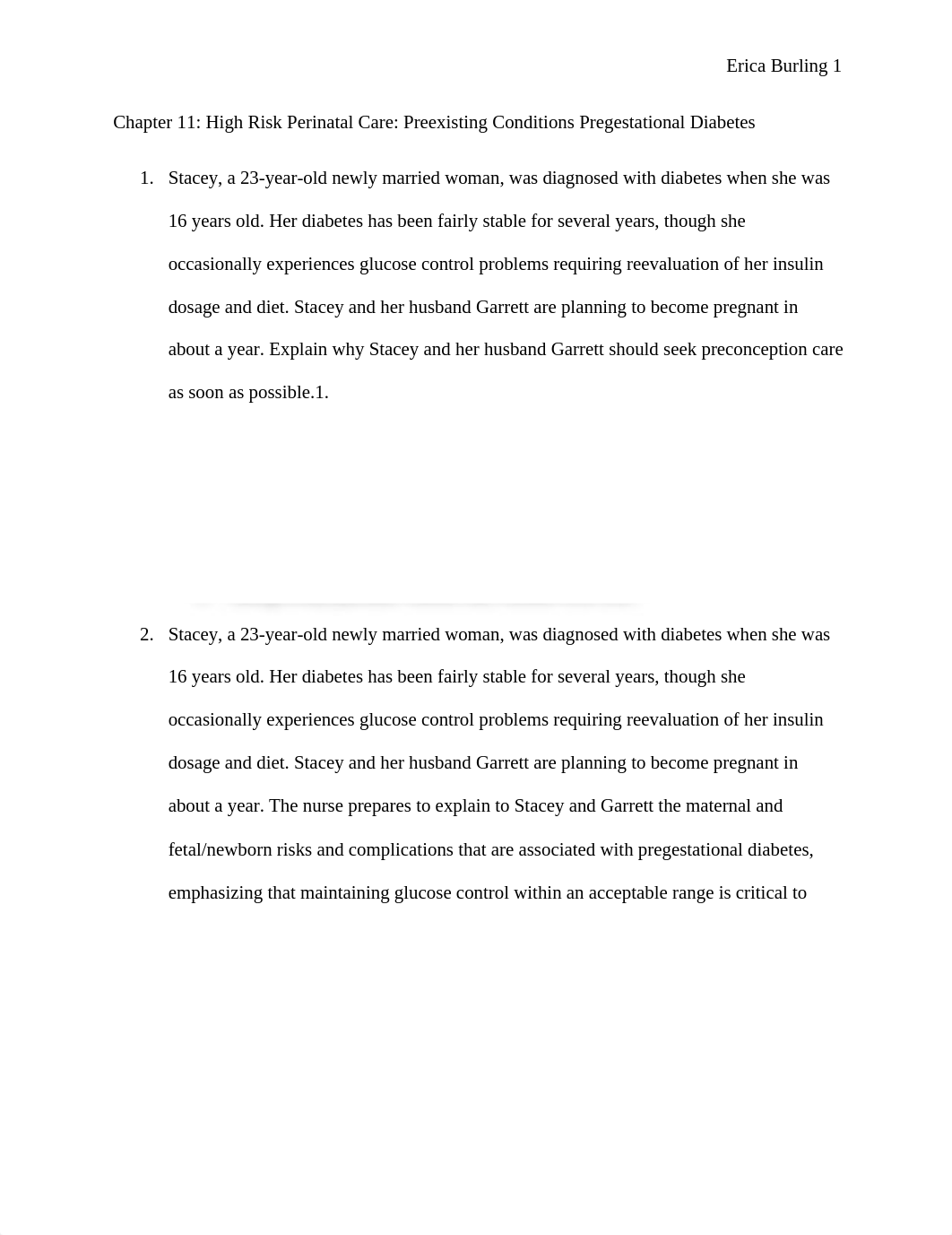 Chapter 11 High Risk Perinatal Care Preexisting Conditions Pregestational Diabetes.docx_djyicoa0jeu_page1