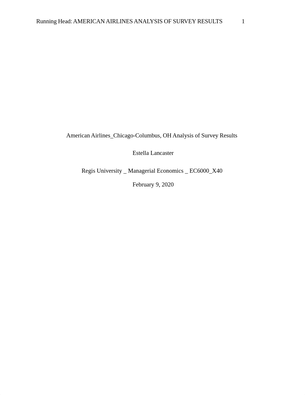 Managerial Economis  EC6000_X40_ __ELancaster_Week 2 Memorandum_ American Airlines.docx_djym044928a_page1