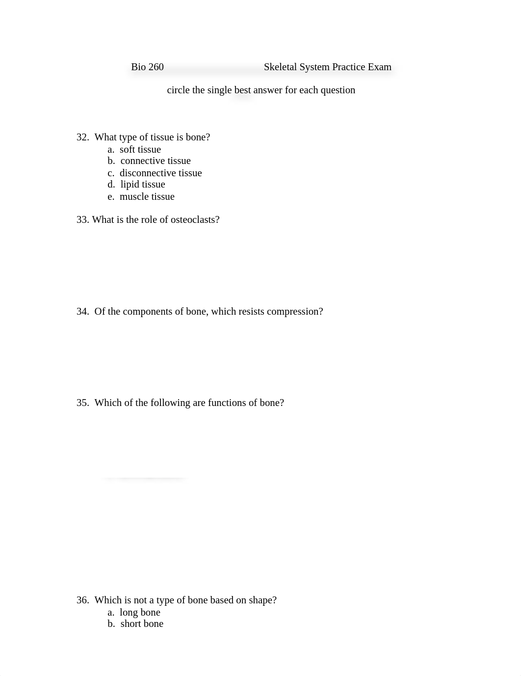 Bio 260 Skeletal System Practice Exam with answer key at the end_djym2x318l0_page1