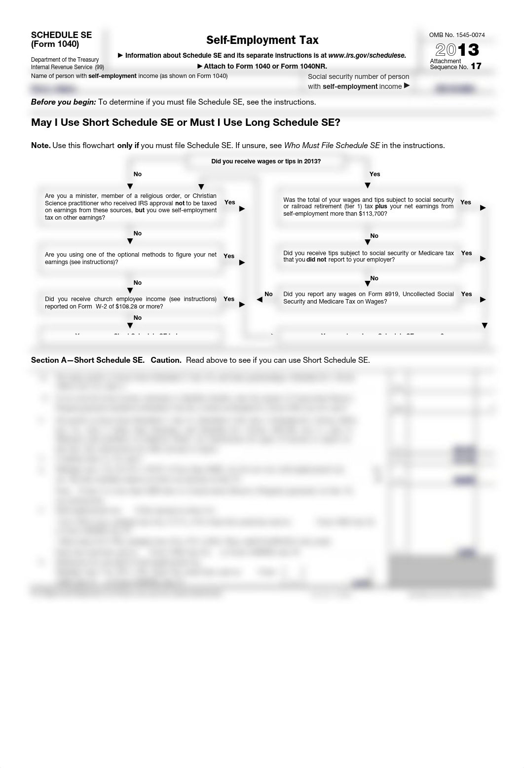 Individual Tax Return Problem 5 Form 1040 Schedule SE_djzn5gs73qp_page1