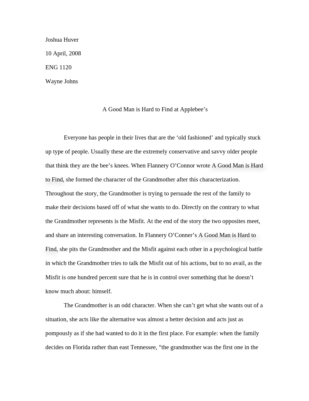 Resonse Paper - A Good Man is Hard To Find_djzq9nd3ob2_page1