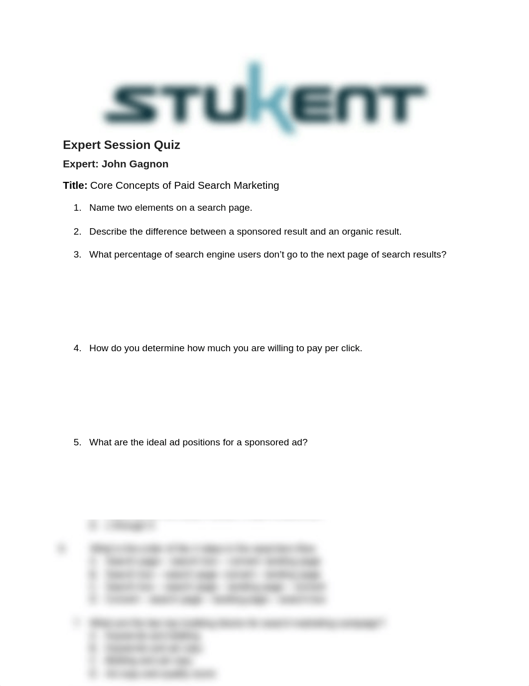 Expert Sessions Quiz Core Concepts of Paid Search Marketing - John Gagnon (1).docx_dk0js1wyvab_page1