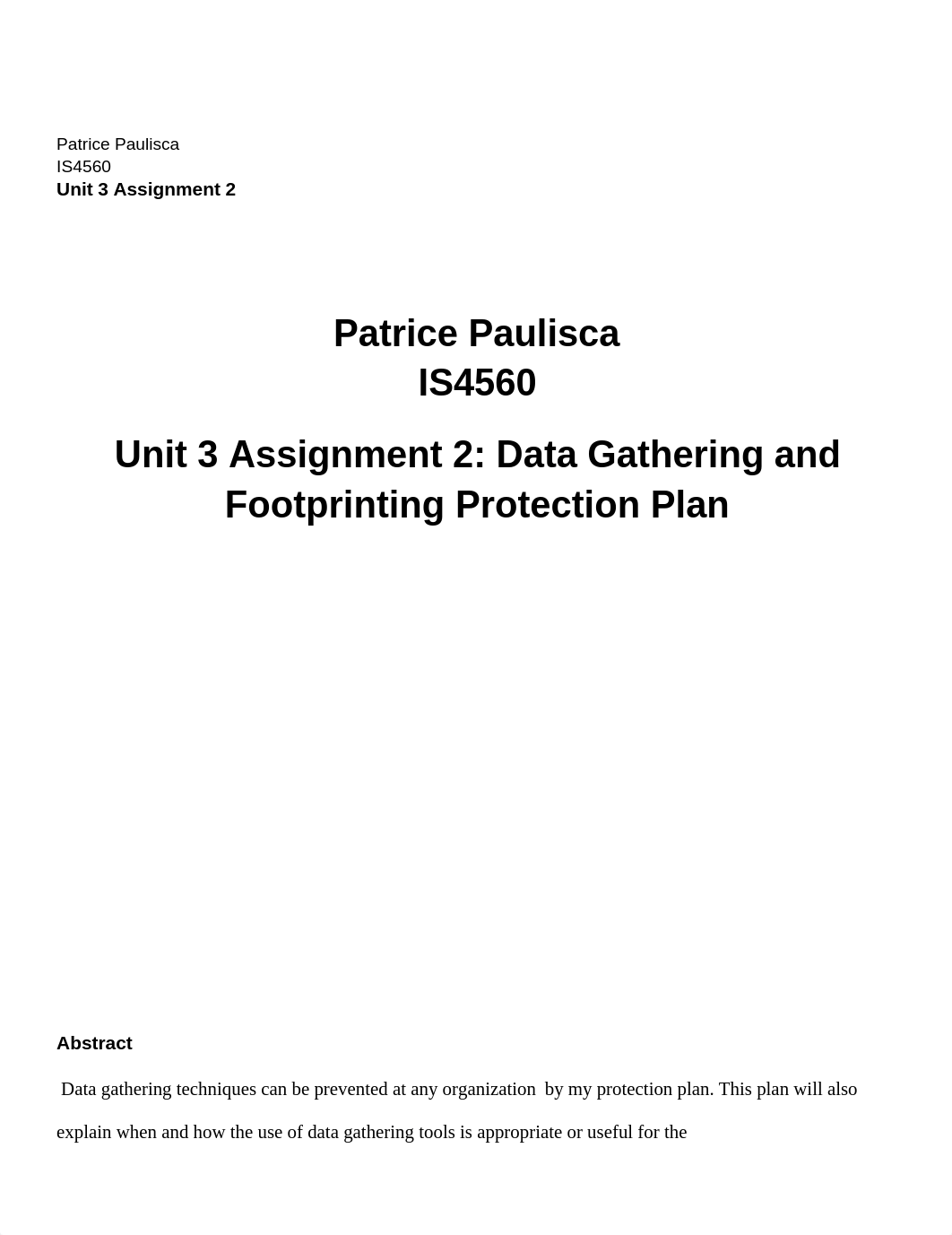 Unit 3 Assignment 2: Data Gathering and Footprinting Protection Plan_dk0saqf2byh_page1