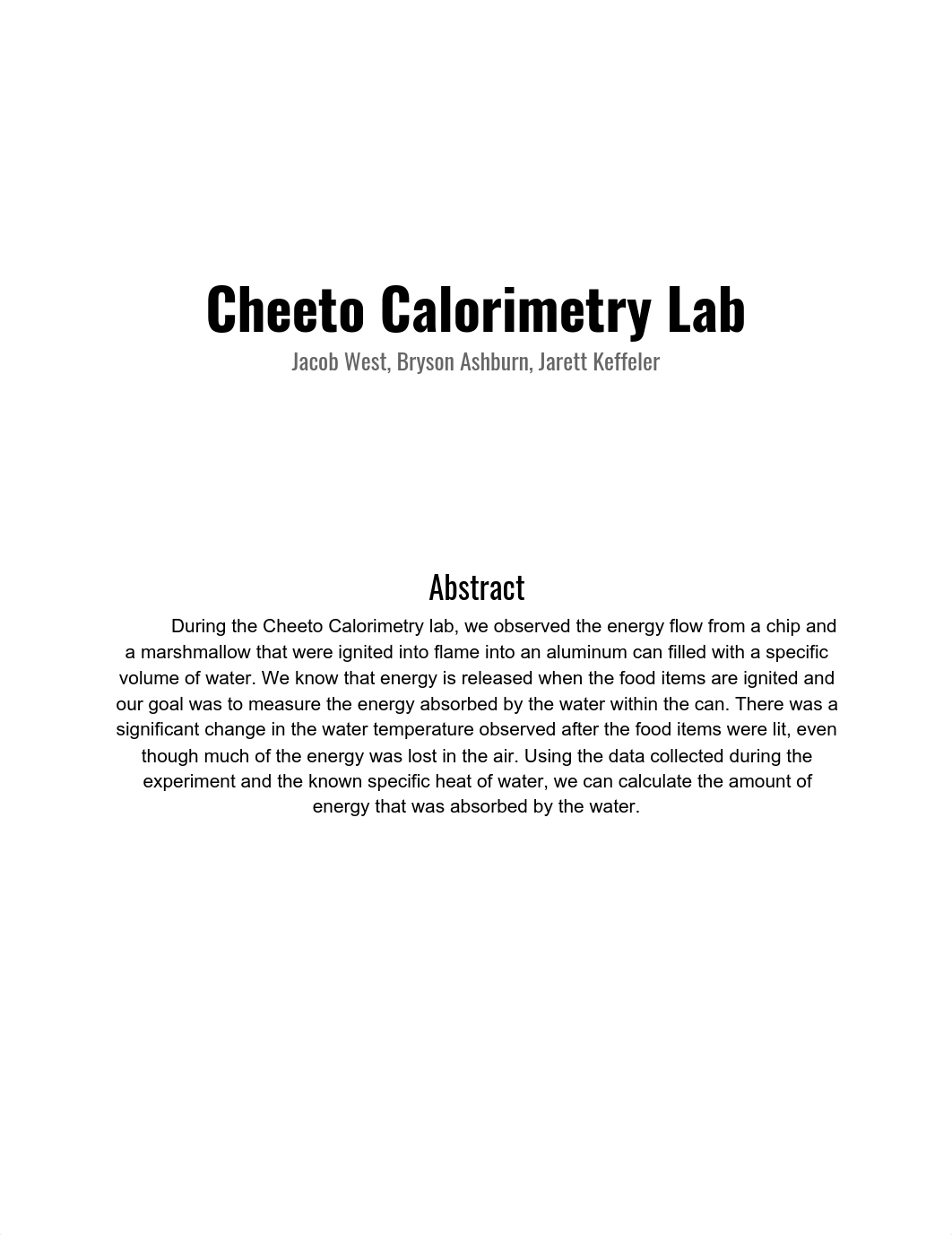 Cheeto Calorimetry Formal Lab Report.pdf_dk0z5t60h0k_page1