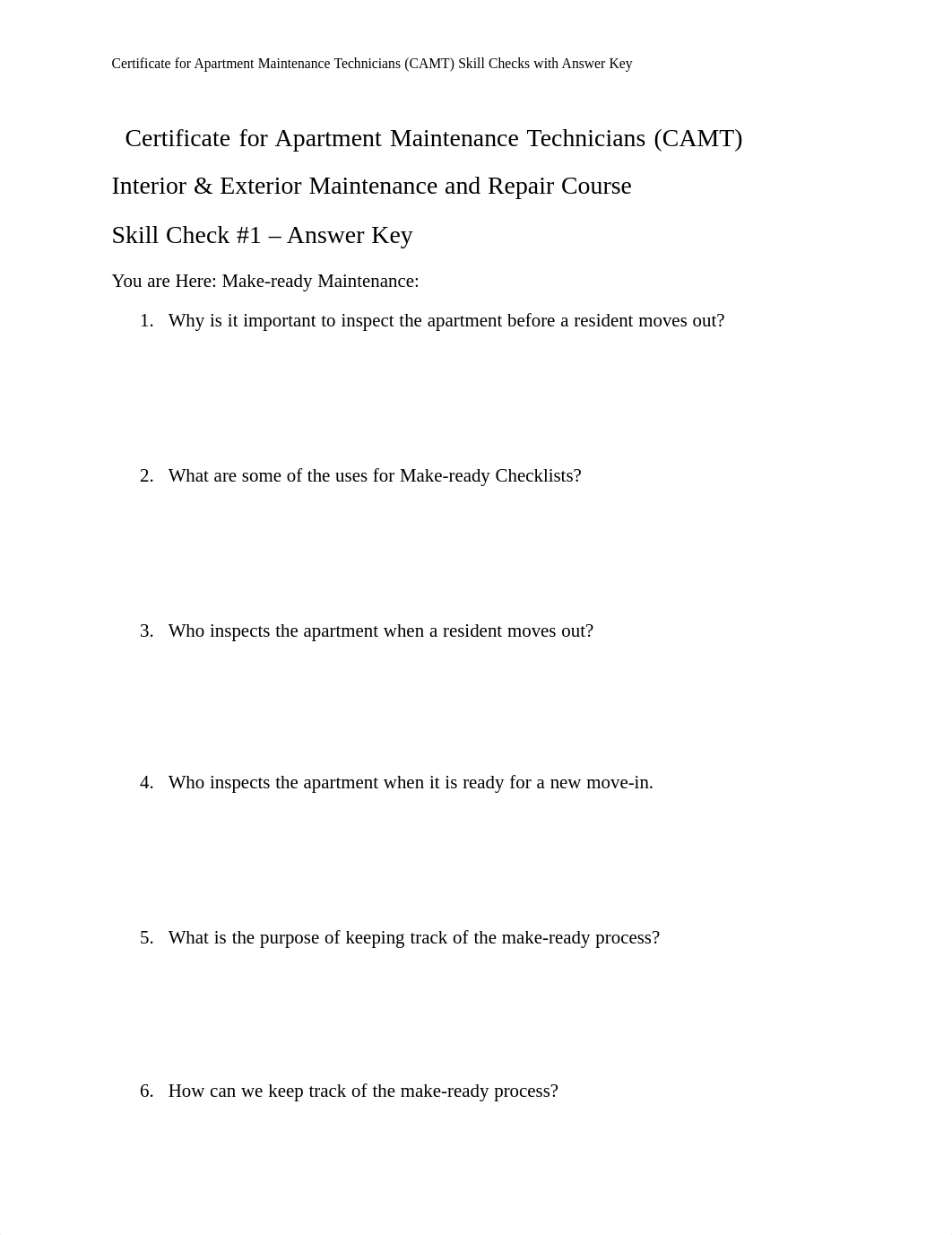 Certificate for Apartment Maintenance Technician(CAMT) Skill Checks with Answer Key.pdf_dk1b64ex24f_page1