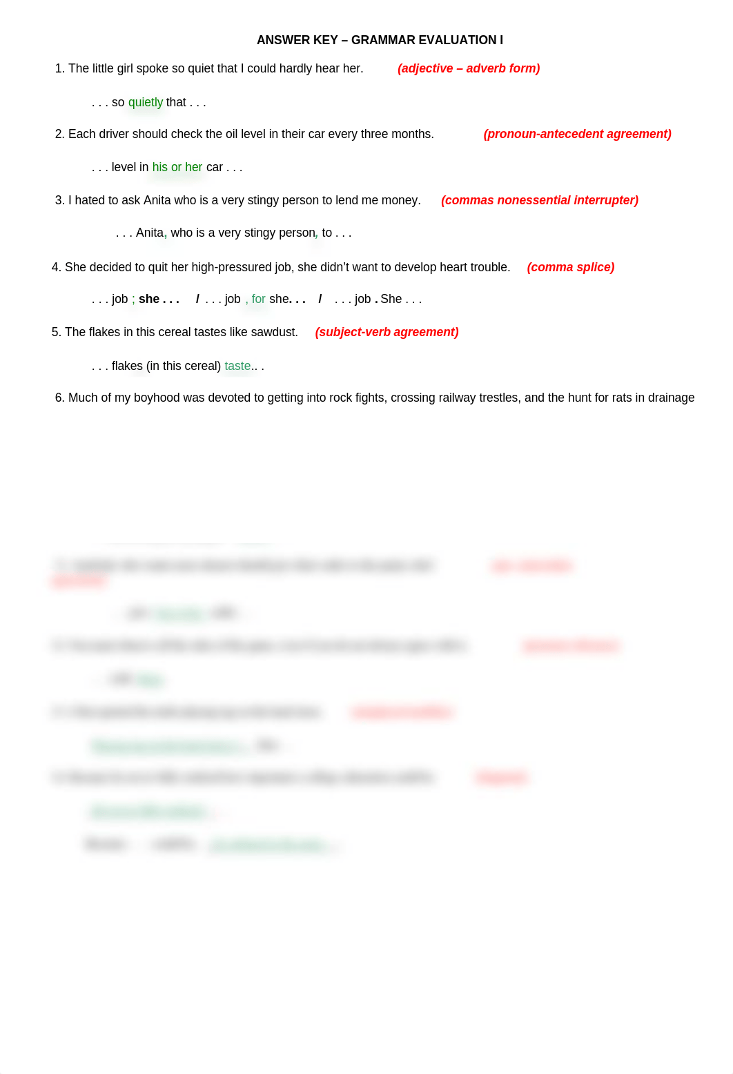 ANSWER KEY - GRAMMAR EVALUATION I ak(1)_dk1pfo83a27_page1