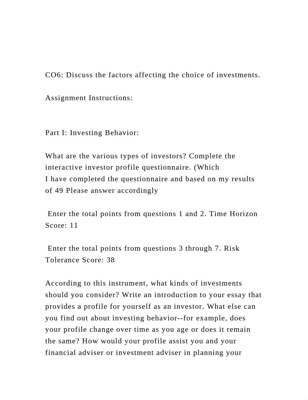 CO6  Discuss the factors affecting the choice of investments..docx_dk2dhnl4co8_page2