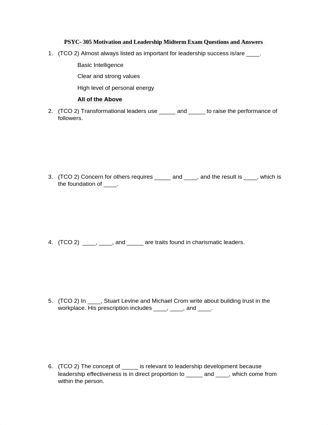 PSYC-305 Motivation and Leadership Midterm Questions and Answers_dk3aqsnplbf_page1