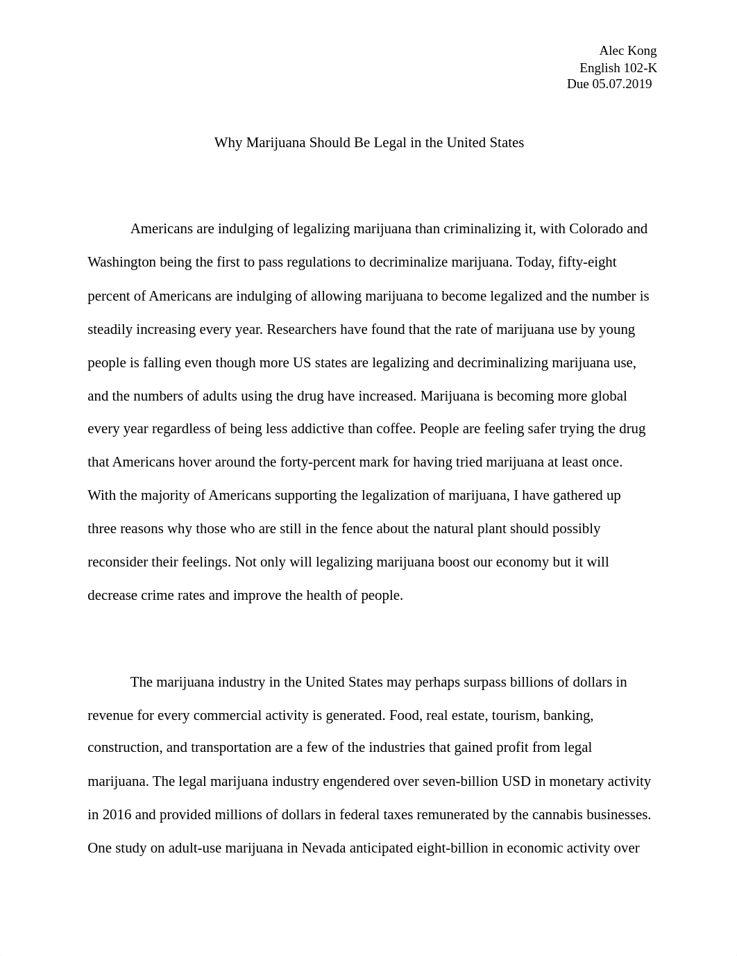 Should marijuana be legal-Alec Kong English 102-k.docx_dk3gz4pc4c9_page1