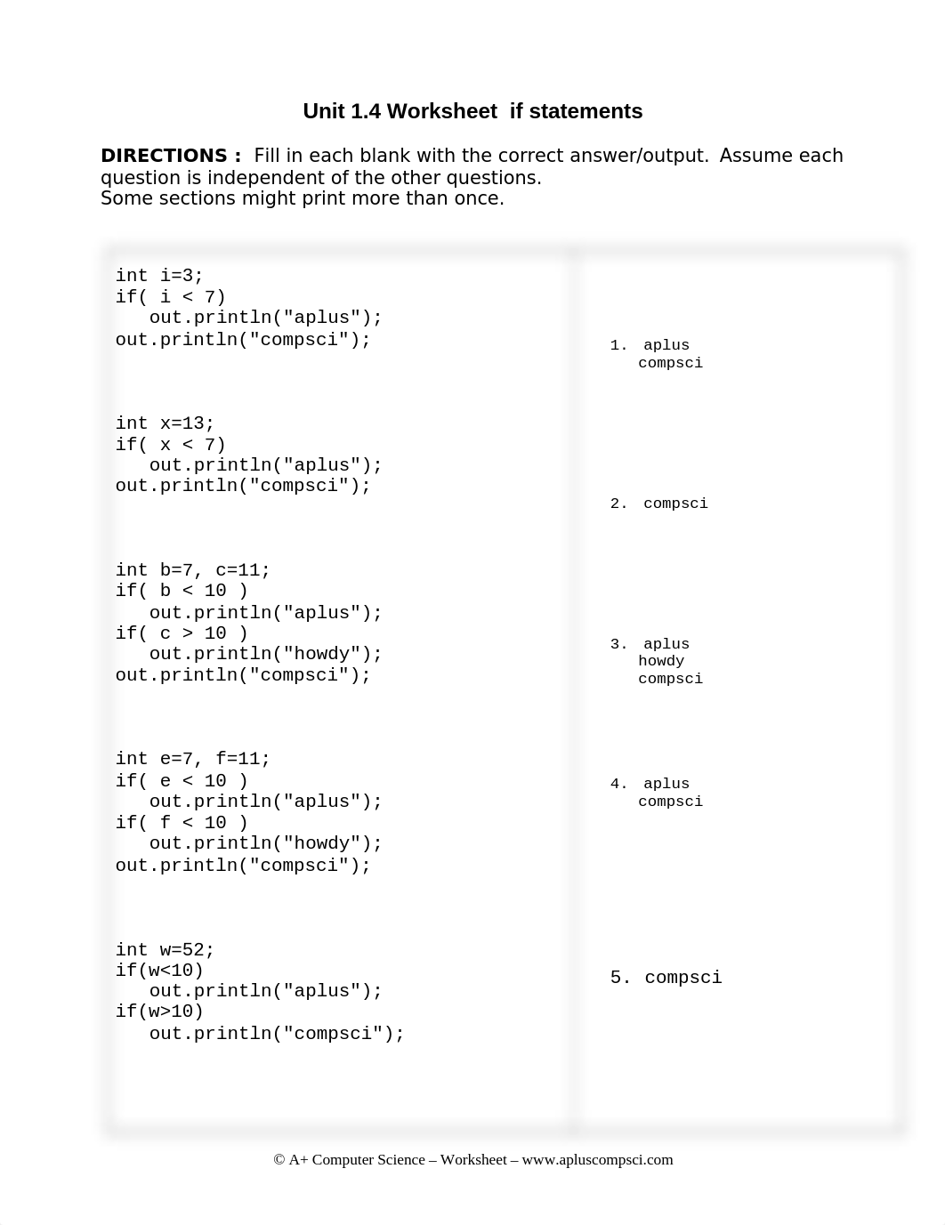 Worksheet Unit 1.4 if statements - solutions.doc_dk3l30q7h5u_page1