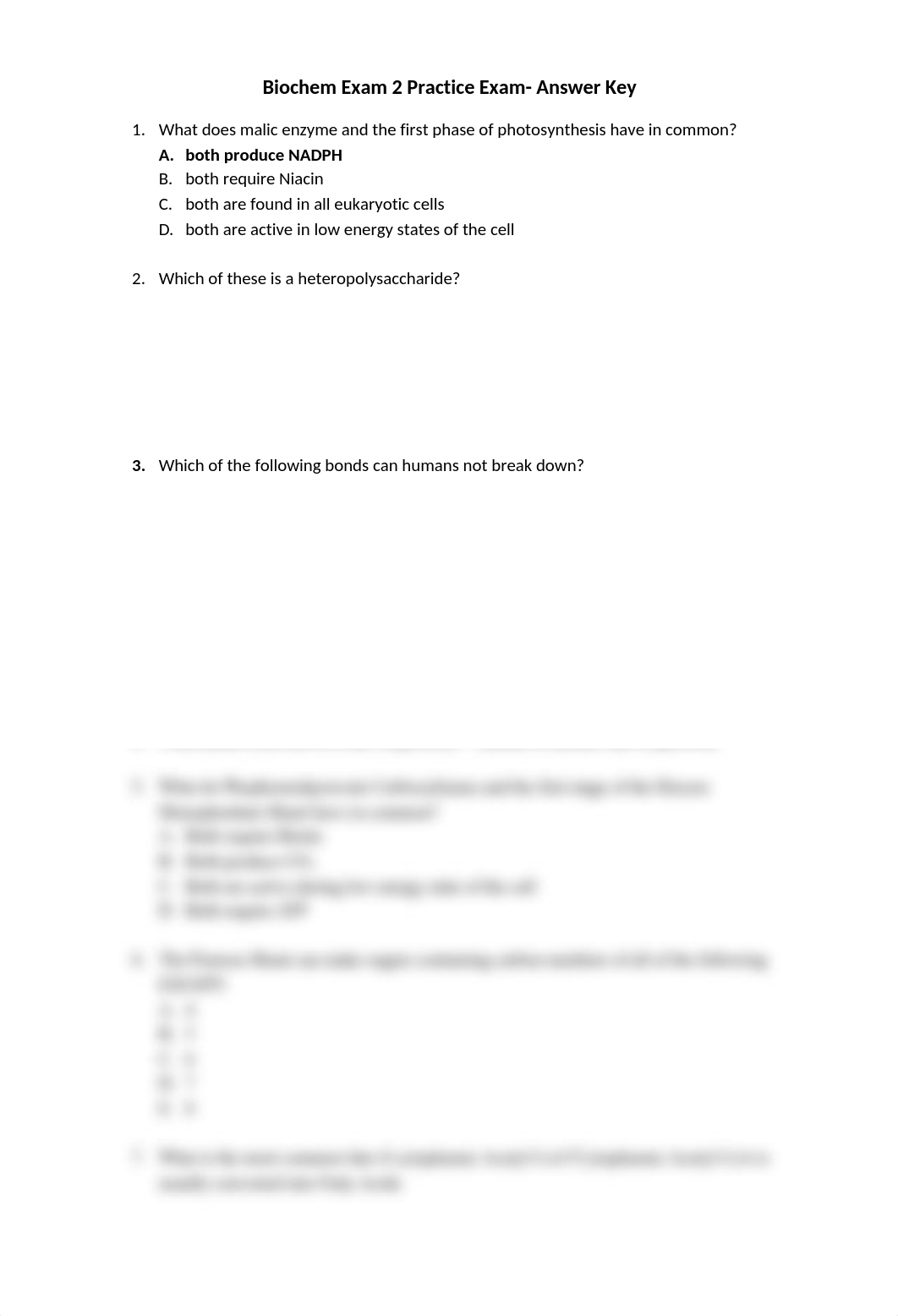 Biochem Exam 2 Practice Exam- Answer Key.docx_dk4wlr6jv2s_page1