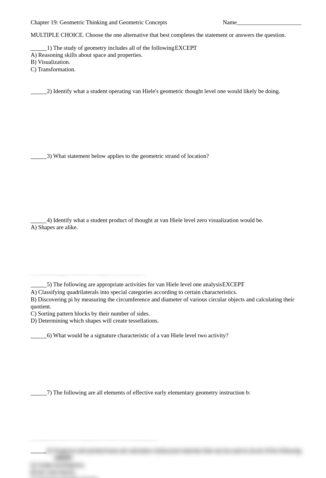 Text-Elem. & Middle Sch. Math-Teaching Developmentally-Ch 19 Quiz and KEY-Geometric Thinking & Geome_dk4wsmiiz76_page1