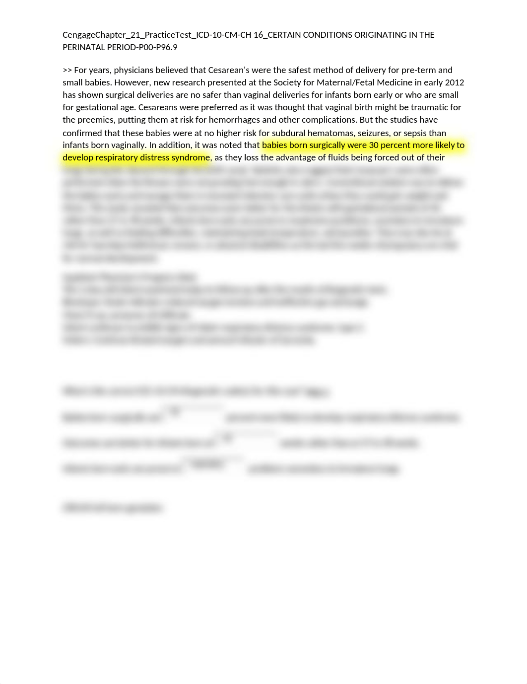 CengageChapter_21_PracticeTest_ICD-10-CM-CH 16_CERTAIN CONDITIONS ORIGINATING IN THE PERINATAL PERIO_dk4y98xox61_page1