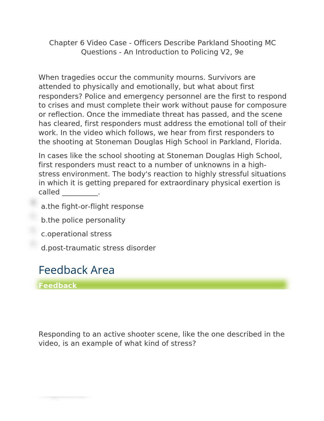 Chapter 6 Video Case - Officers Describe Parkland Shooting MC Questions - An Introduction to Policin_dk5i49vluki_page1